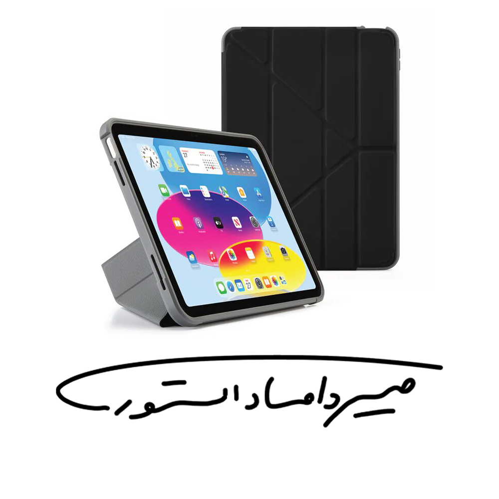 قاب برند Pipetto - آیپد 10th Gen - مدل Origami No.2 - کیفی استند دار - مشکی