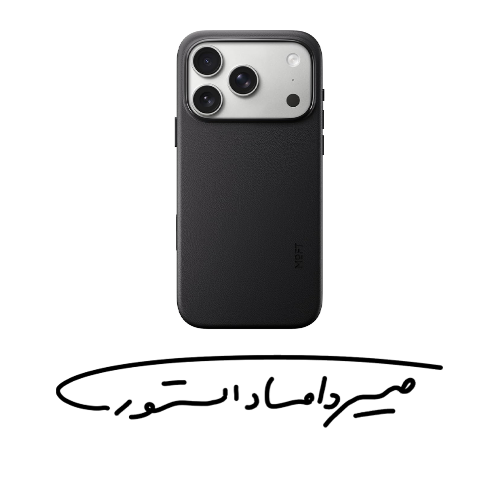 قاب برند MOFT - آیفون سری ۱۷ - مدل MOVAS - چرمی مگ سیف دار - مشکی