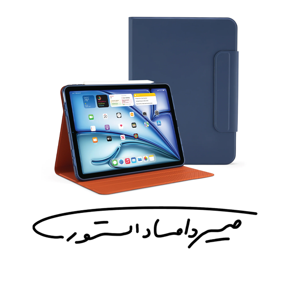 قاب برند Pipetto - آیپد ایر 4th/5th/6th Gen - مدل Origami No.5 - کیفی استند دار - آبی