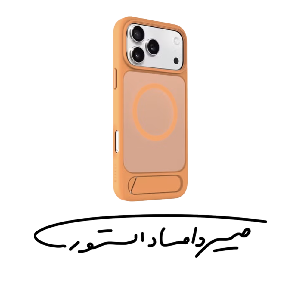 قاب برند Levelo - آیفون سری 17 - مدل Matteo - ضد ضربه و هولدر دار - نارنجی