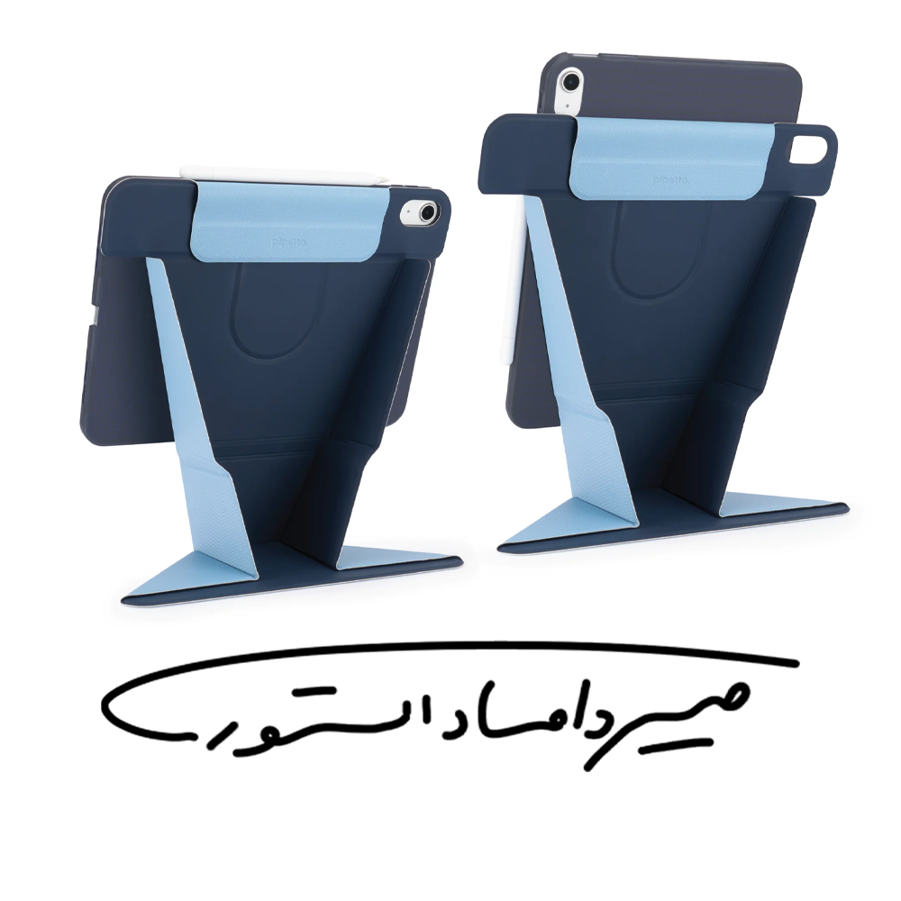 قاب برند Pipetto - آیپد ایر M2/M3 و 4th Gen/5th Gen - مدل Origami No.6 - کیفی استند دار - آبی