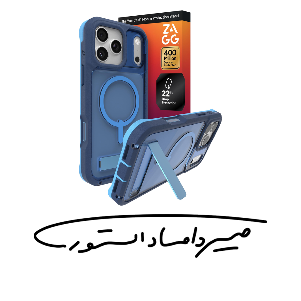 قاب برند Zagg - آیفون سری 17 - مدل Ultimate Protection - ضد ضربه و هولدر دار - آبی