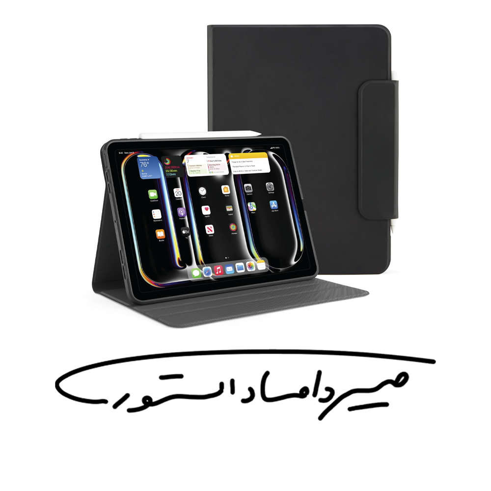 قاب برند Pipetto - آیپد پرو M4/M5 - مدل Origami No.5 - کیفی استند دار - مشکی