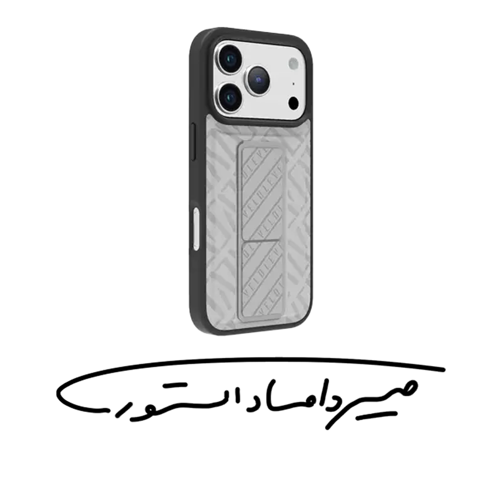 قاب برند Levelo - آیفون سری 17 - مدل Morphix Cuero - ضد ضربه و هولدر دار - خاکستری